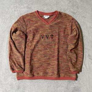 Vintage Brindar V Neck Sweater Medium Hot Springs Village Golf Red Women’s